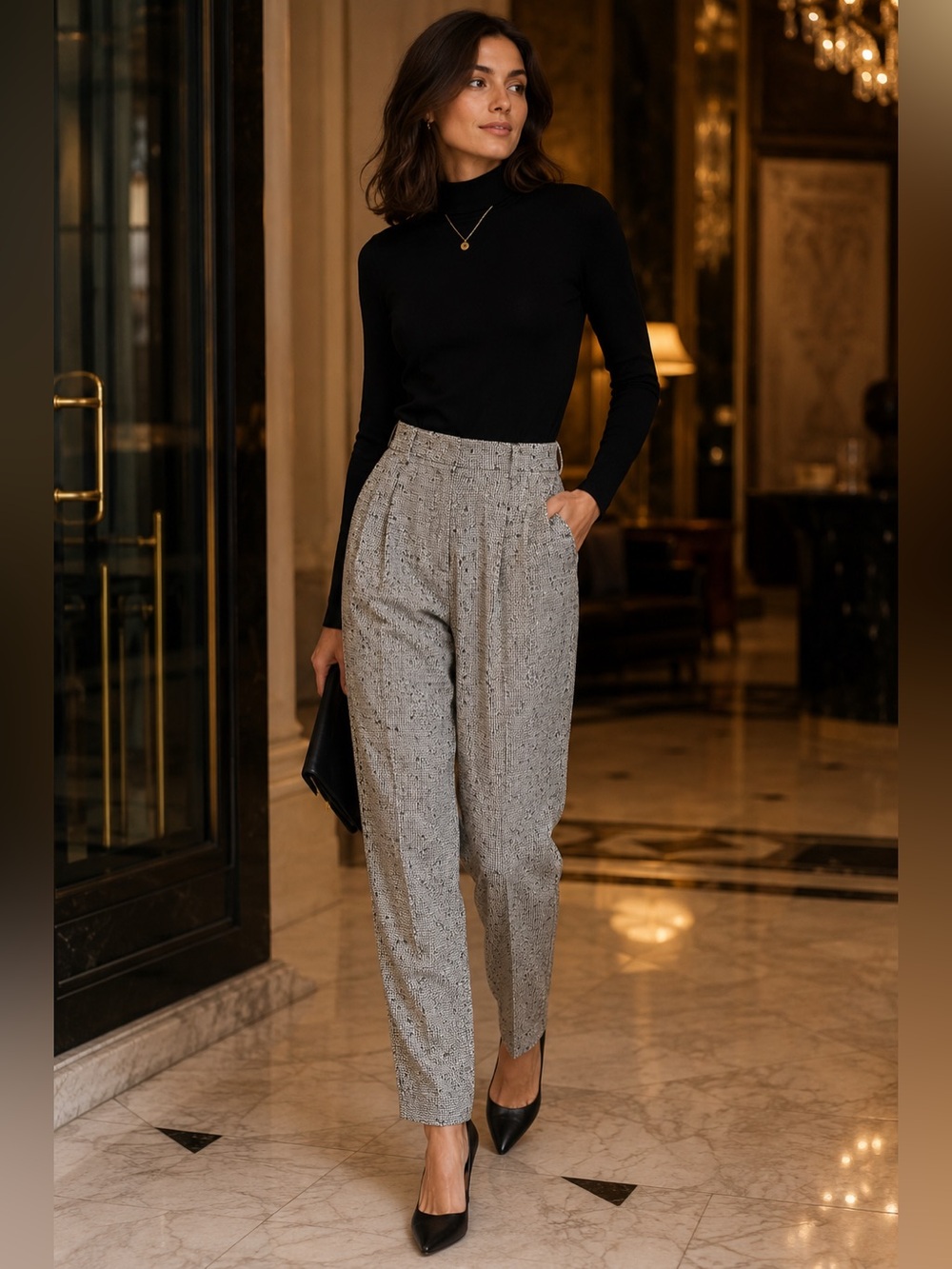 Vintage Linda Allard for Ellen Tracy Silk High Rise Pleated Trousers 4 Peg Leg